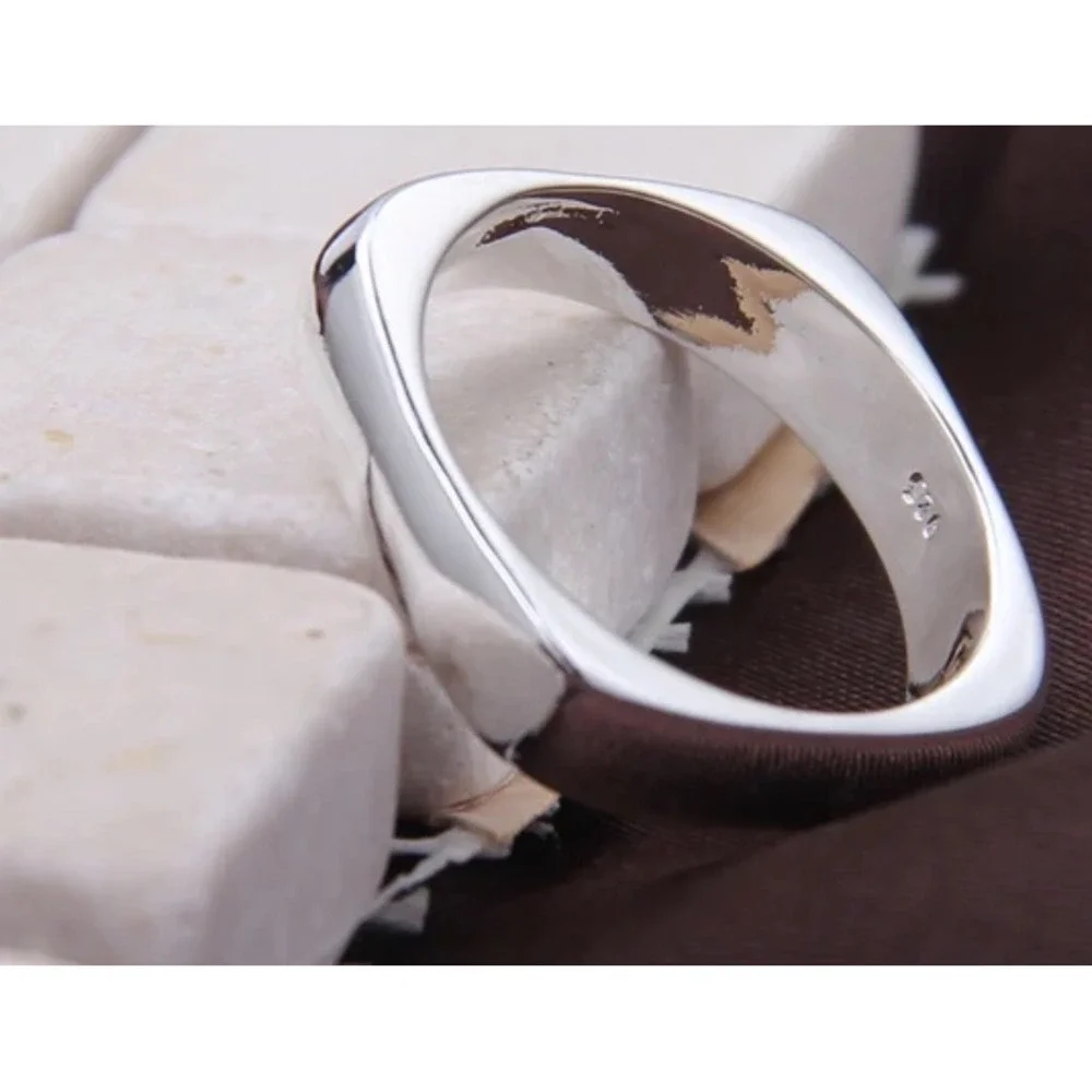 NEW Square 925 Sterling Silver‎ Ring Statement Band Minimalist Jewelry, Size 7